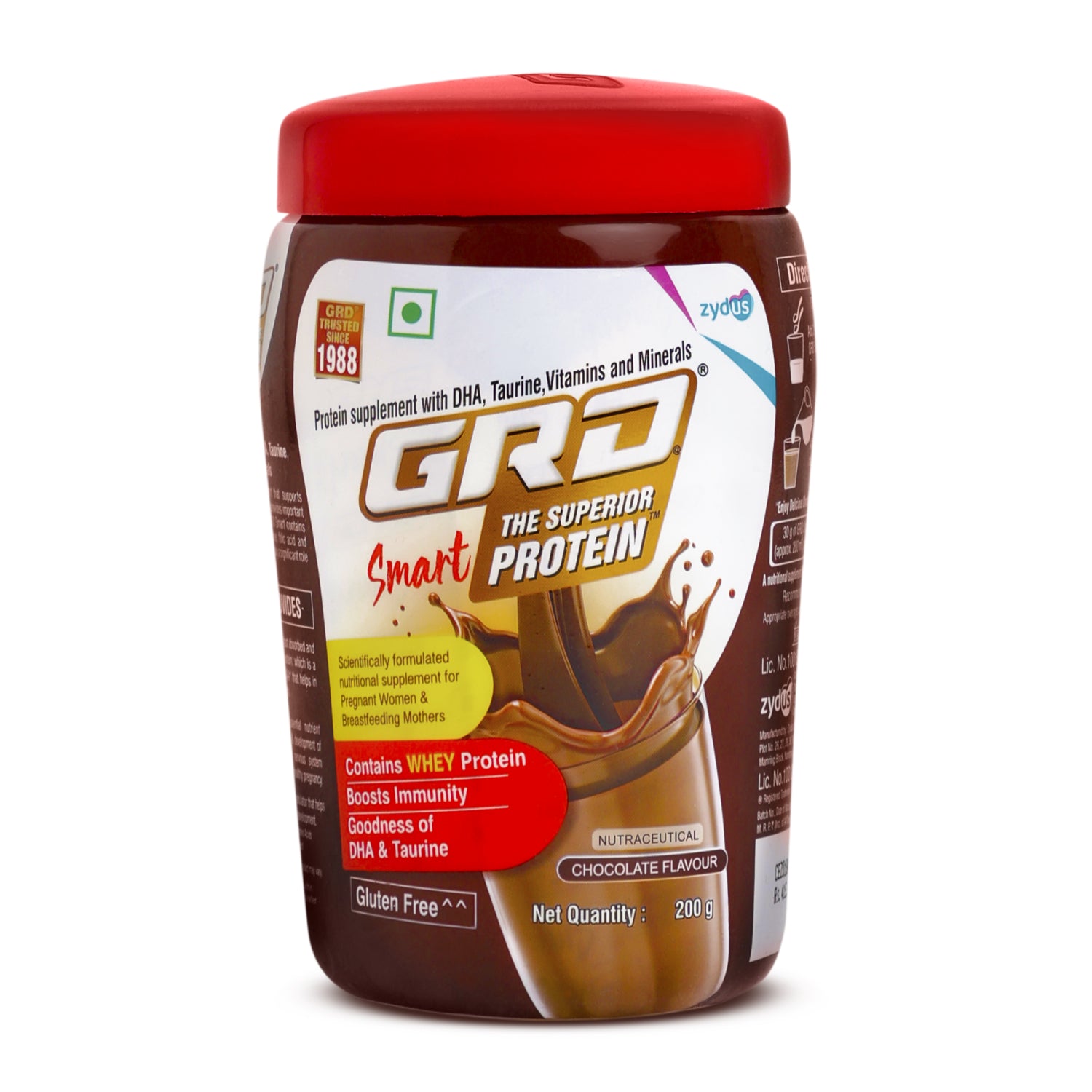GRD Smart Nutritional Protein Drink for Pregnant and Lactating Mothers, The Smart Whey To Wellness (200g) -  Chocolate