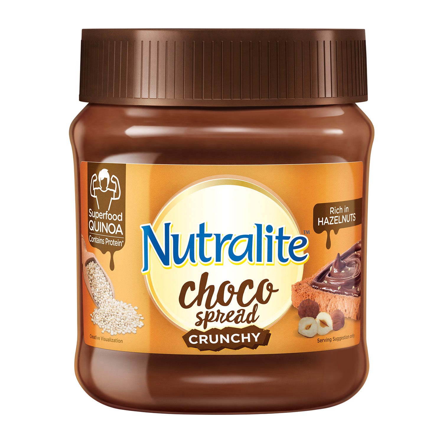 Nutralite Choco Spread Crunchy 275g| With Protein-Rich Quinoa | Premium Chocolate and Real Hazelnuts | Tasty and Healthy Chocolate Spread | For Tasty & Healthy Breakfast | Use as Dip or Spread