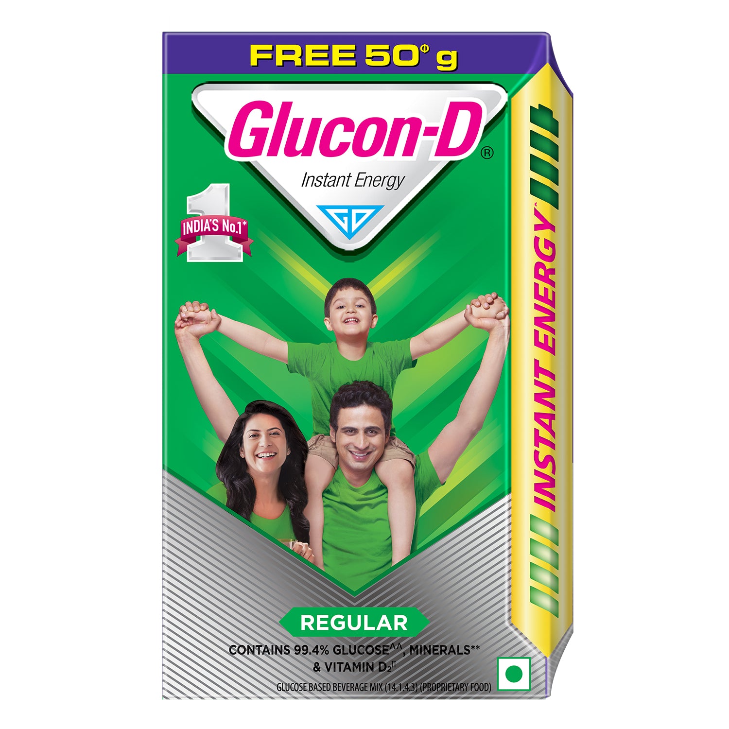 Glucon-D Instant Energy Health Drink Regular - 450 gm Refill (Extra 50Gm Free)