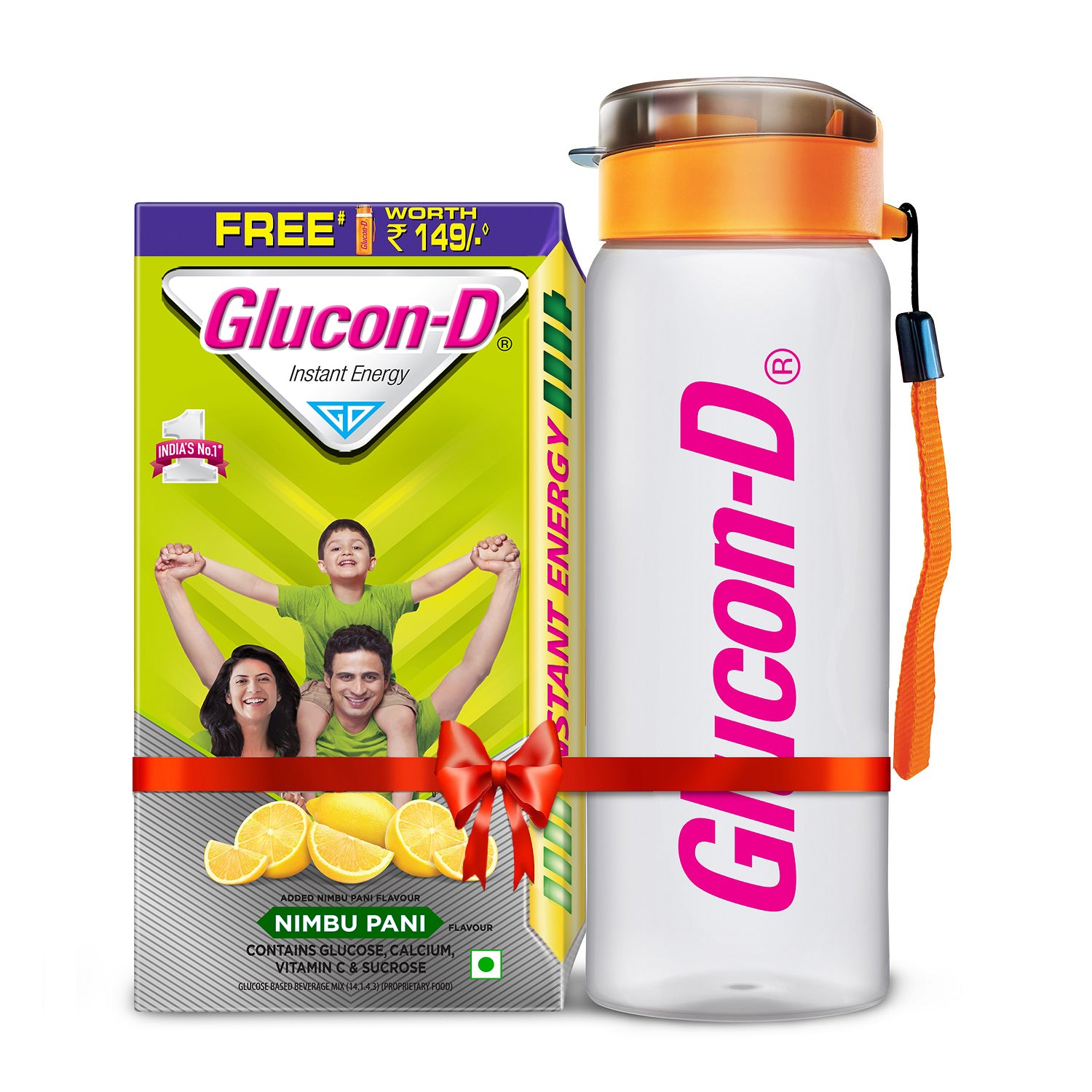 Glucon D Instant Energy Health Drink Nimbu Pani - 1kg Refill with Free Sipper