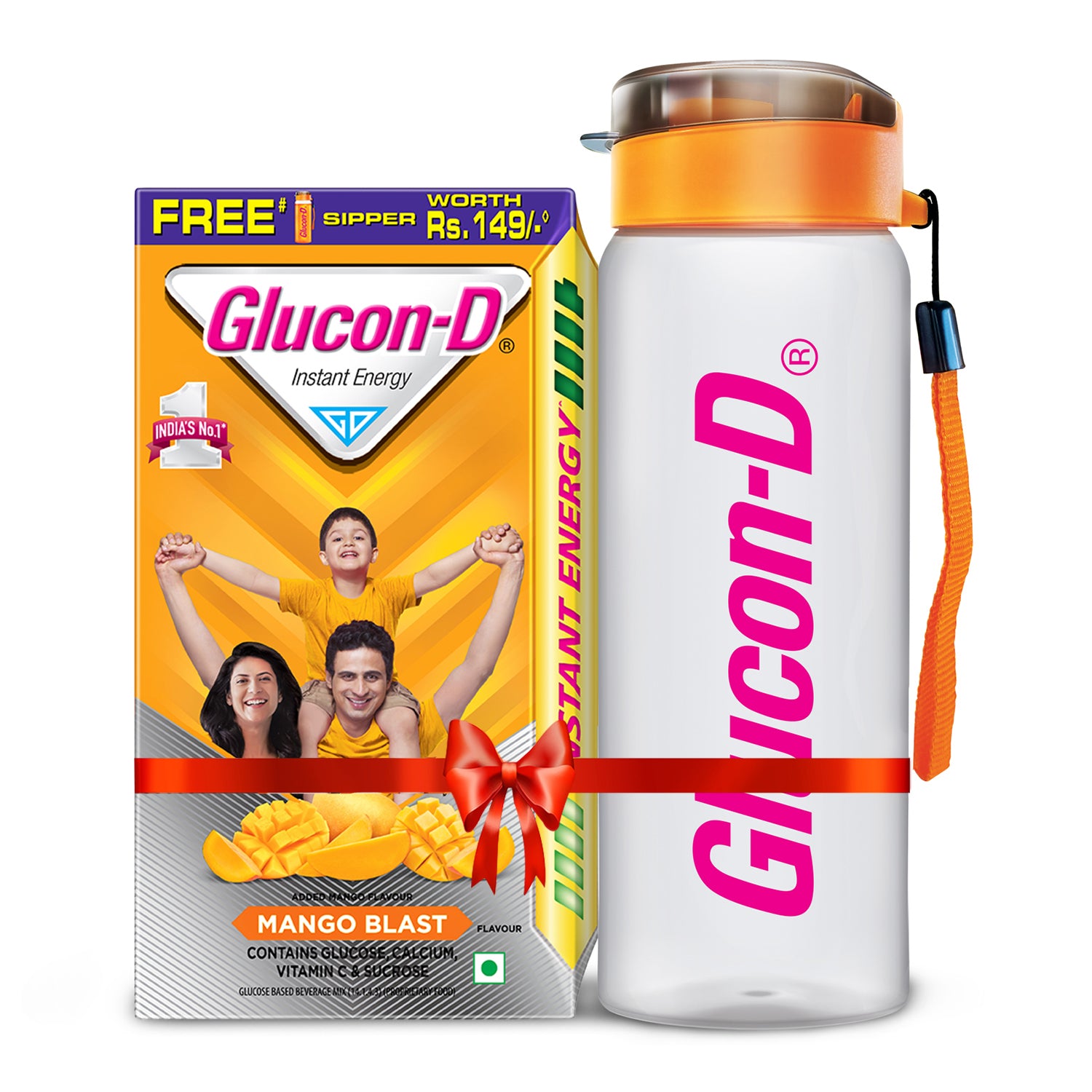Glucon-D Instant Energy Health Drink Mango Blast - 1kg Refill with Free Sipper