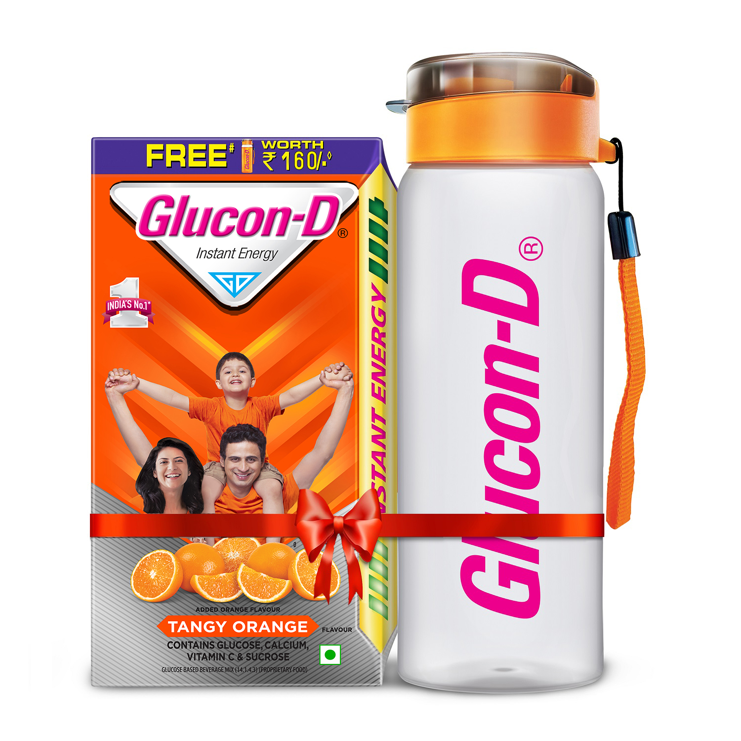 Glucon-D Instant Energy Health Drink Tangy Orange - 1kg Refill with free Sipper