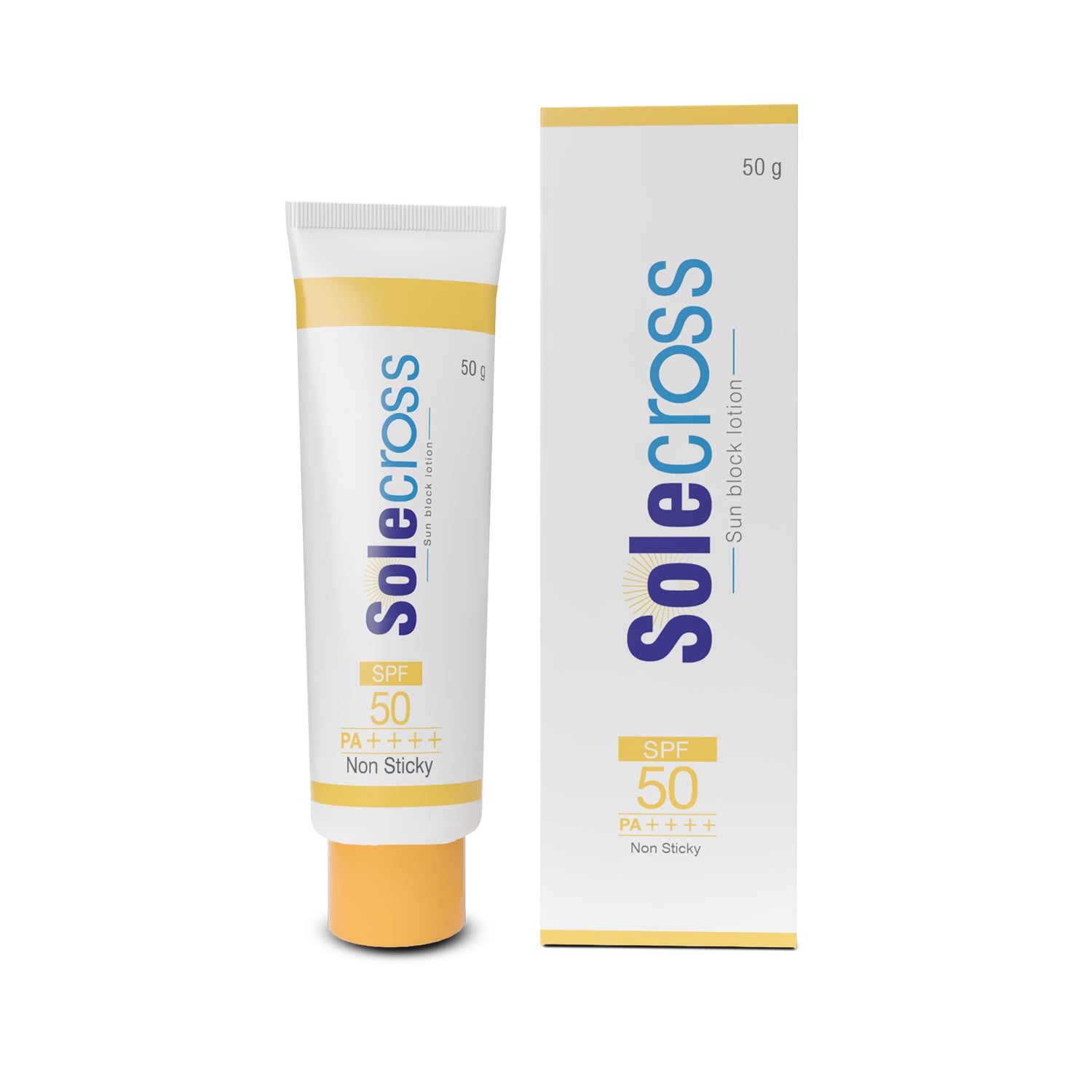 Solecross Sun block Lotion -  SPF 50+ PA++++ | Non-Sticky Formula Based Water Resistant Sunscreen| Protection against UVA/UVB Rays (50g)