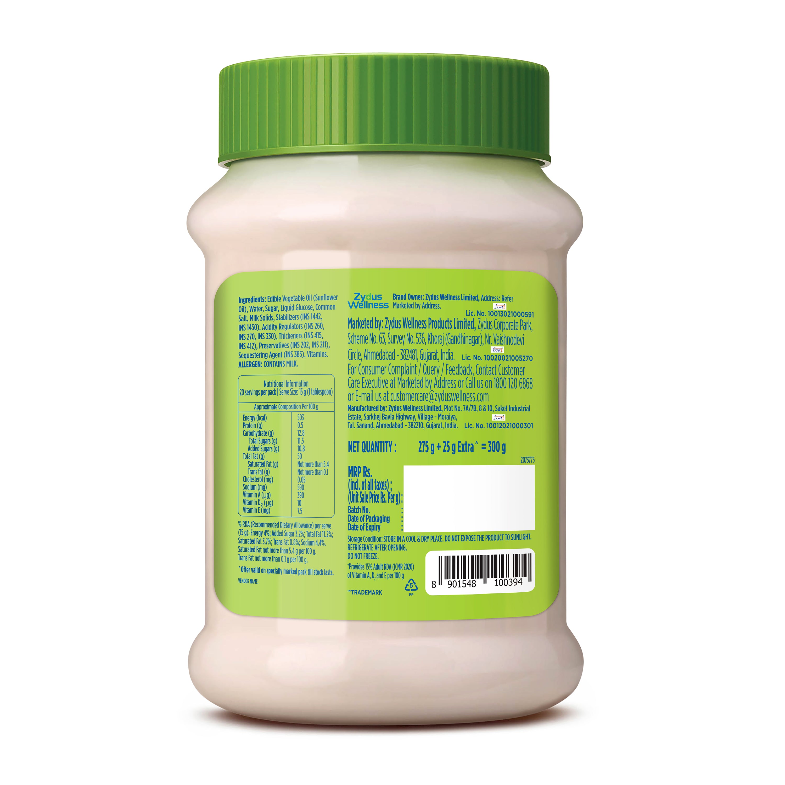 Nutralite Veg Mayo 300 Gm (275 G With 25 G Extra)| Eggless Mayonnaise |Enriched With Vitamins A, D2, And E| Creamy & Cheesy Veg Mayonnaise| Easy To Scoop & Spread