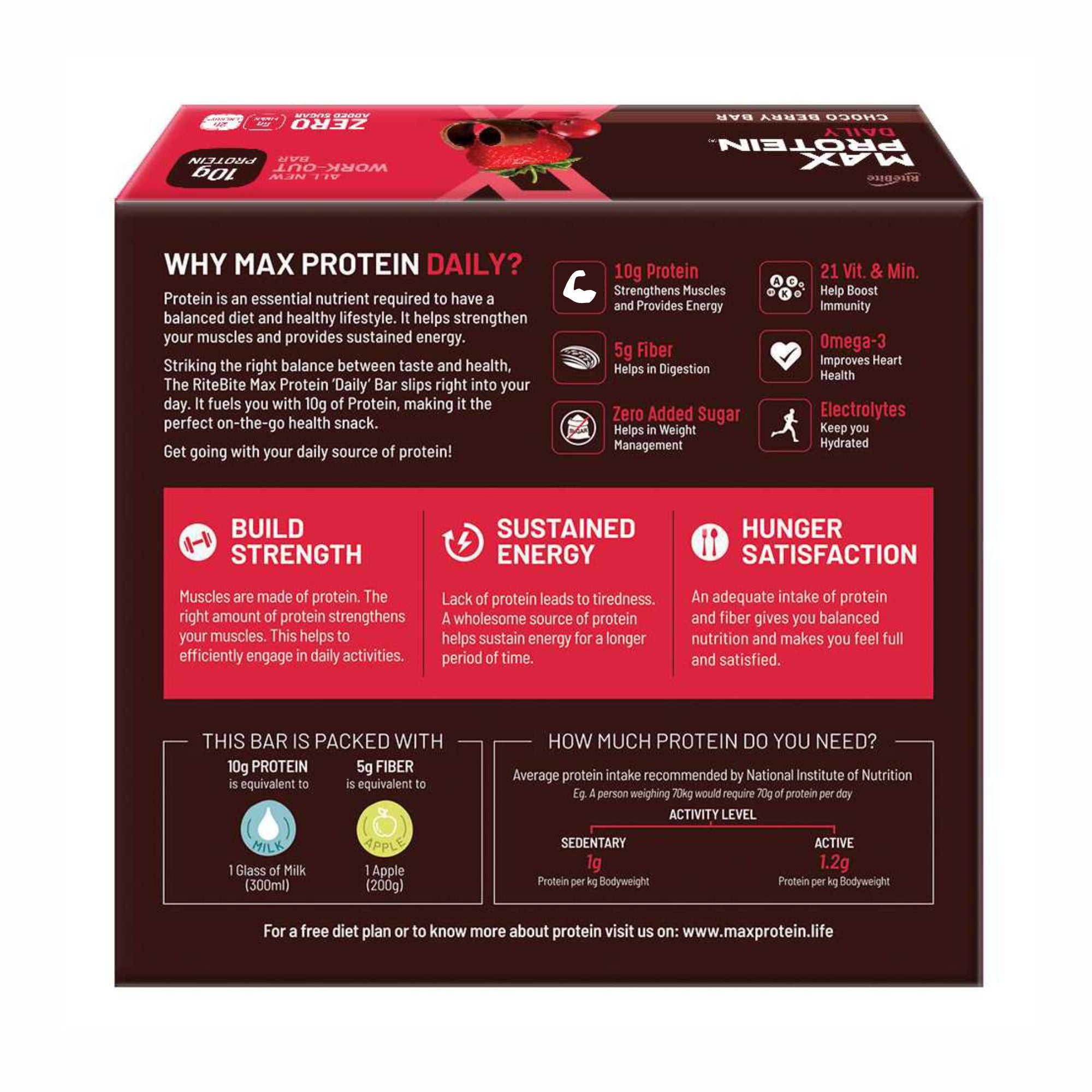 Max Protein Daily Choco Berry Protein Bar (Pack of 6)
