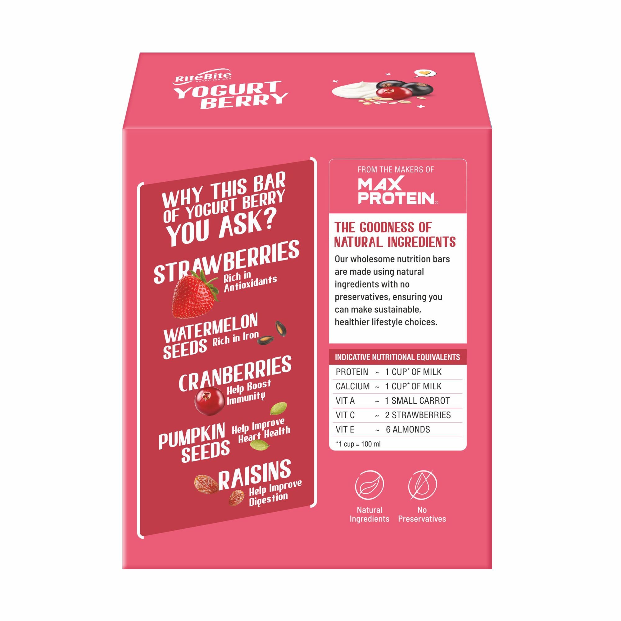 RiteBite Yogurt Berry Bar (Pack of 12)