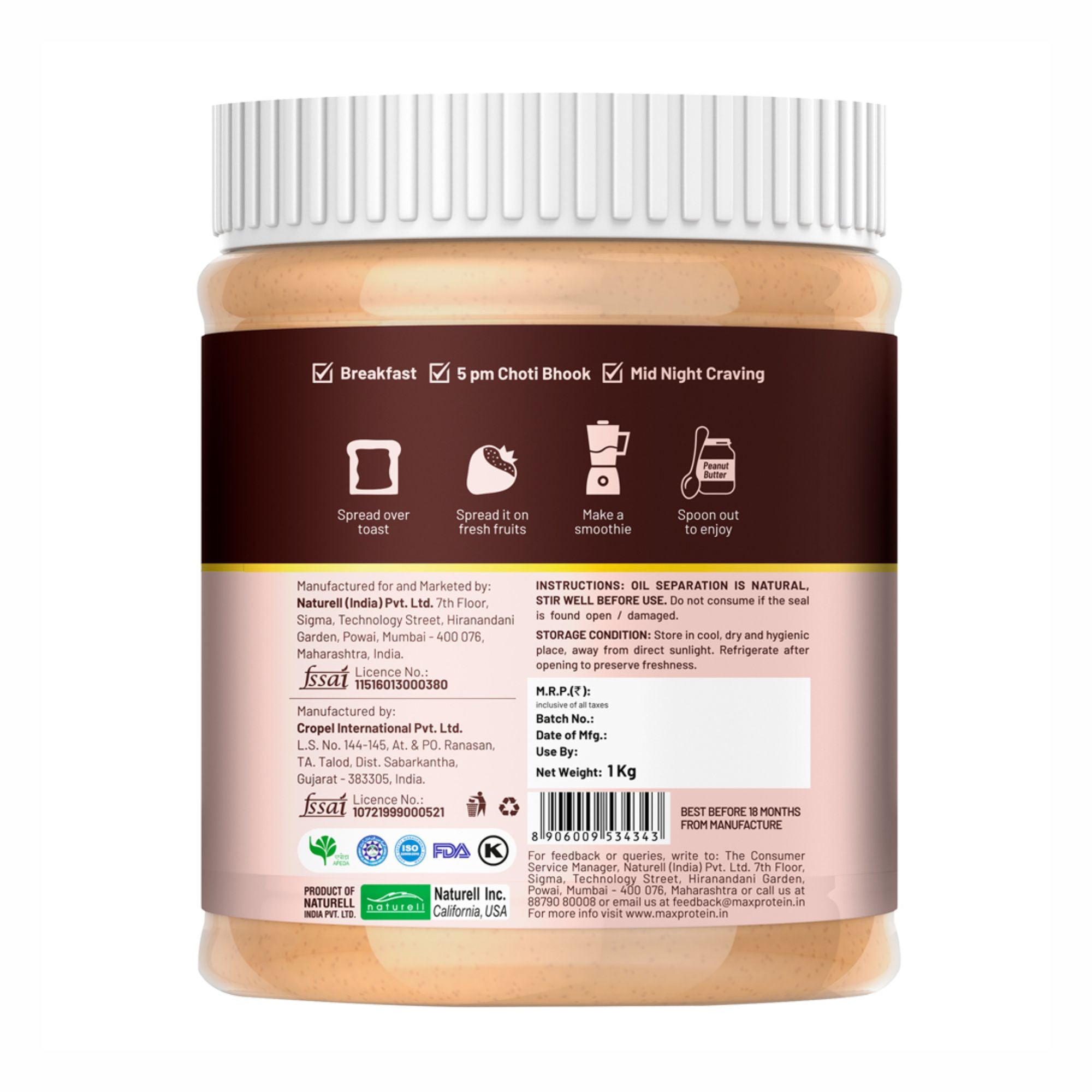 Max Protein Classic Crunchy Peanut Spread (1 kg)