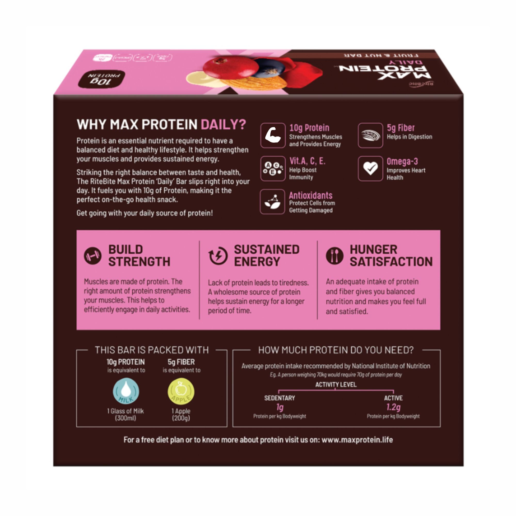 Max Protein Daily Fruit & Nut Protein Bar (Pack of 6)