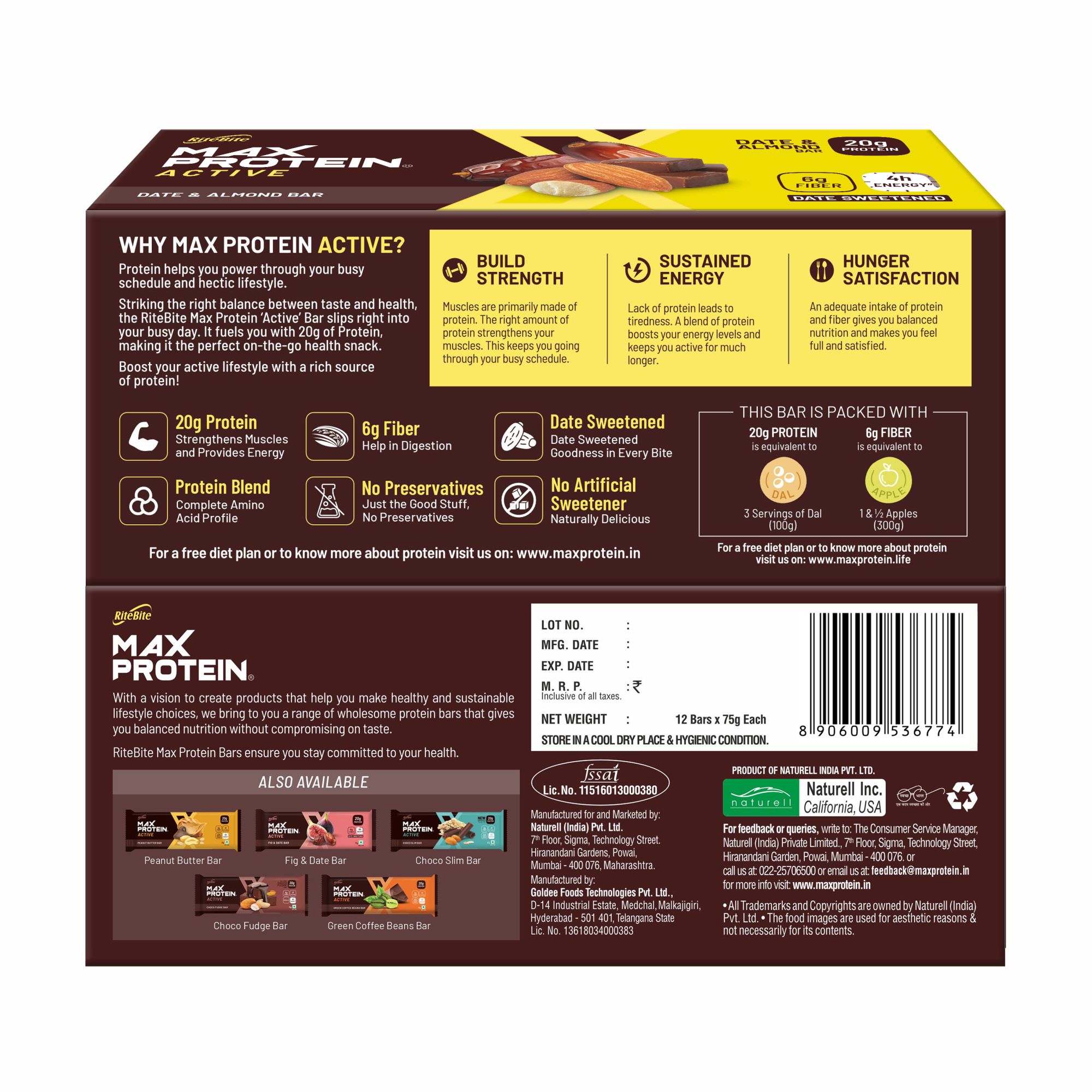 Max Protein Active Date & Almond  (Pack of 12)