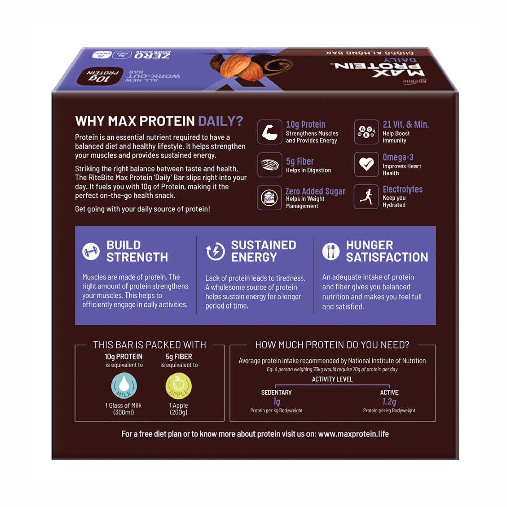 Max Protein Daily Choco Almond Protein Bar (Pack of 6)