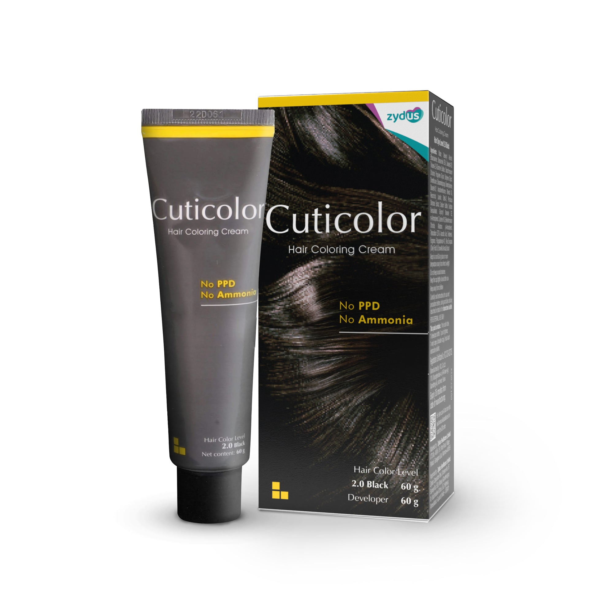 Cuticolor Permanent Hair Color Cream|#1 Dr prescribed|Suitable for Sensitive Skin|Eco Mechanism for Preserving Scalp Health|No Ammonia|No PPD|Enriched with Portulaca & Boseivela Extracts - Black (60g)